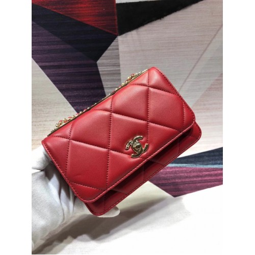 Torebka Chanel Original Leather Shoulder Bag Red A80982 Gold
