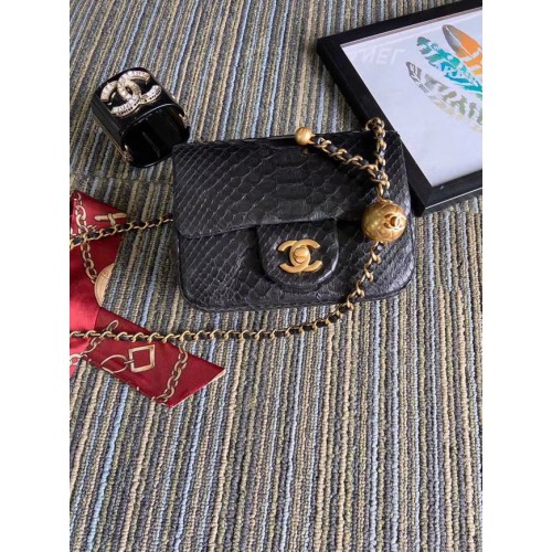 Torebka Chanel Original Small Snake Skin z klapką AS1115 w kolorze czarnym