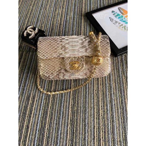 Torebka Chanel Original Small Snake Skin z klapką AS1116 morelowa