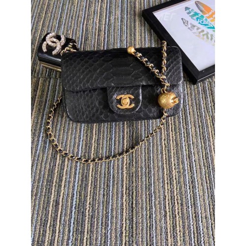 Torebka Chanel Original Small Snake Skin z klapką AS1116 w kolorze czarnym