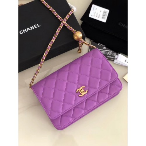 Torebka Chanel Original Small Classic z klapką z owczej skóry AS33814 Lavender