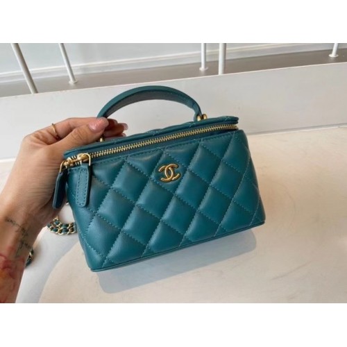 Torebka Chanel Original Small Classic na łańcuszku AP2199 niebieska