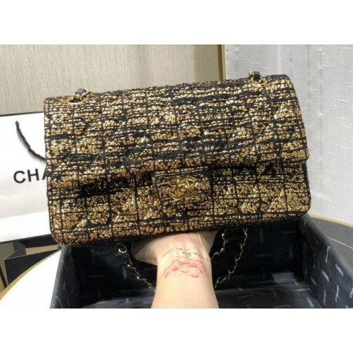 Torebka Chanel Original z klapką Twill soft A01112 złota