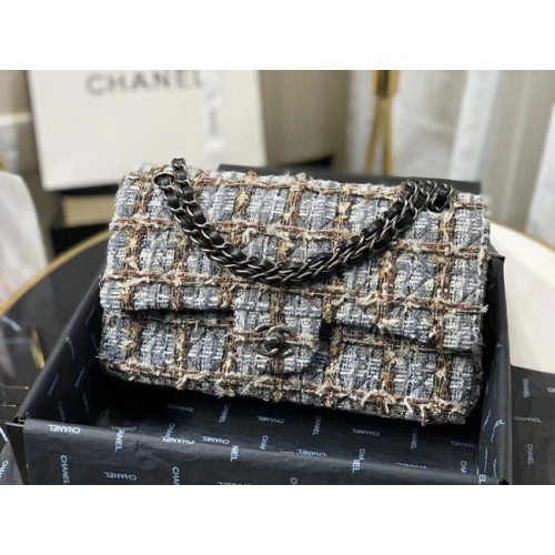 Torebka Chanel Original z klapką Twill soft A01112 szara