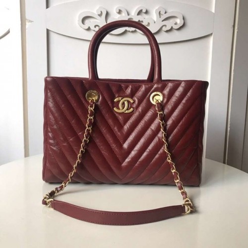 Duża torba na zakupy Chanel Original A57974 Burgundowa