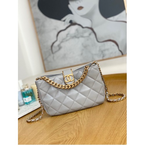 Chanel MAŁA TOREBKA HOBO AS3476 szara