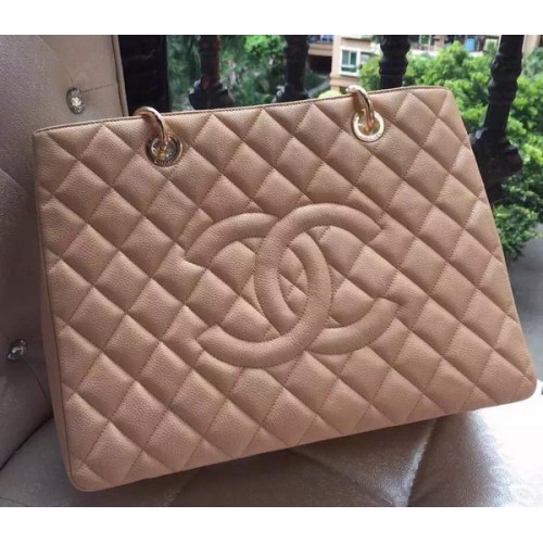 Torebka Chanel Shopper, oryginalna skóra cielęca A95021, morelowa