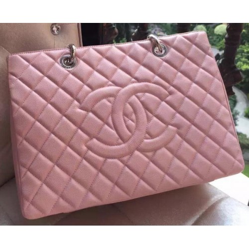 Torebka Chanel Shopper, oryginalna skóra cielęca A95021, różowa