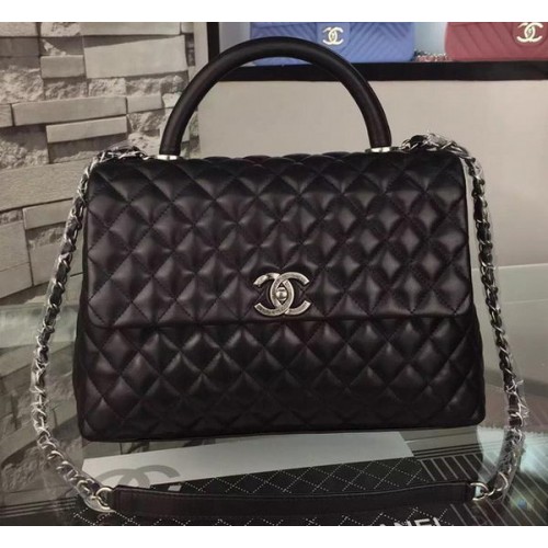 Torba na ramię Chanel, oryginalna skóra cielęca A7777, czarna