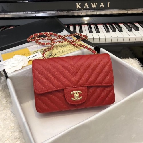 Torebka Chanel Small Classic Handbag z licowej skóry cielęcej w kolorze złotym, metalowa, A69900, czerwona