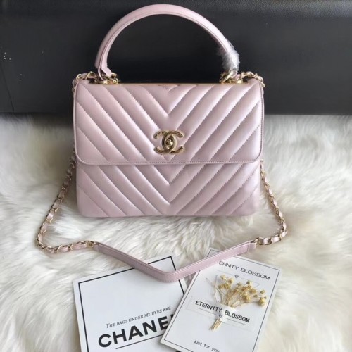 Torebka Chanel Small Flap z uchwytem u góry A92236 Różowa