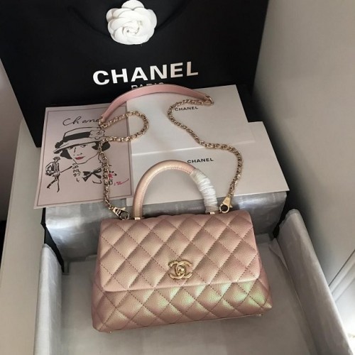 Torebka Chanel Small Flap z uchwytem u góry A92990 Jasnoróżowa