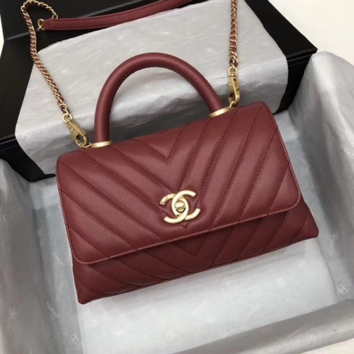 Torebka Chanel Small Flap z uchwytem u góry A92990 Wine