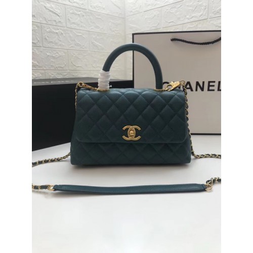 Torebka Chanel Small Flap z uchwytem u góry A92990 niebieska
