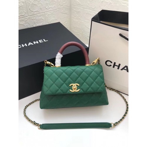 Torebka Chanel Small Flap Bag z uchwytem u góry A92990 zielona