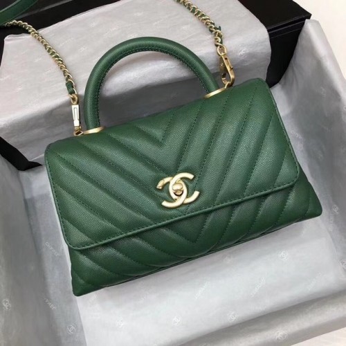 Torebka Chanel Small Flap Bag z uchwytem u góry A92990 zielona