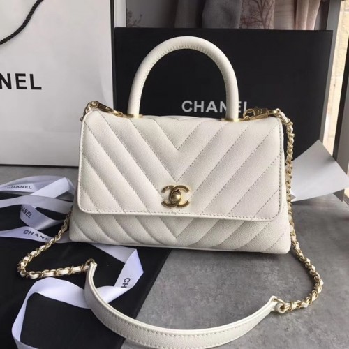Torebka Chanel Small Flap z uchwytem u góry A92990 biała
