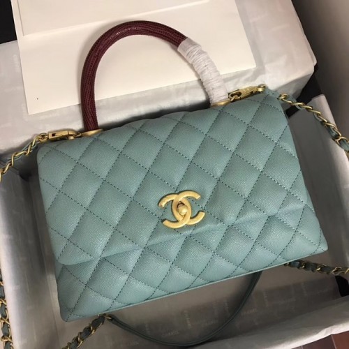 Torebka Chanel Small Flap z uchwytem u góry A92991 zielona