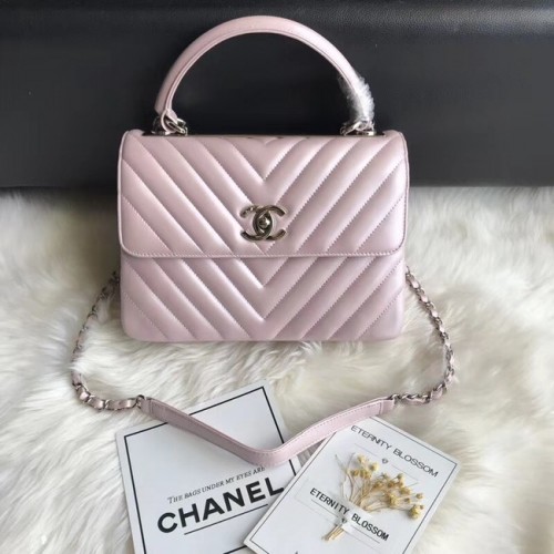 Torebka Chanel Small Flap z uchwytem u góry B92236 Różowa