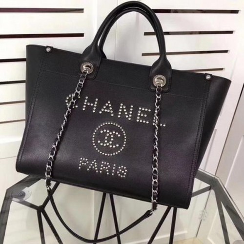Torba Chanel Tote Bag ze skóry cielęcej CHA3627 Czarna