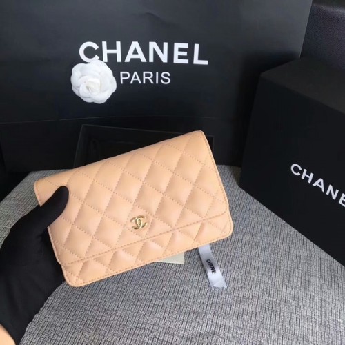 Torebka Chanel WOC Flap Bag Camel Original Sheepskin Leather 33814 Glod