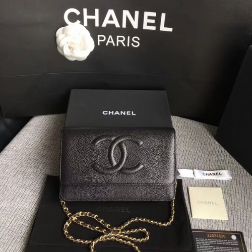 Torebka na ramię Chanel WOC Original Calfskin Leather Black 33814 Glod