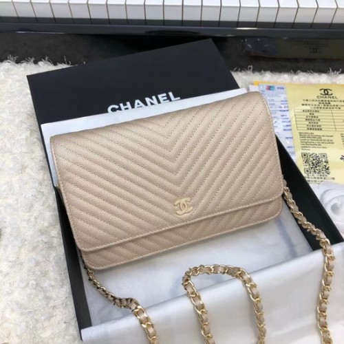 Torebka Chanel WOC Original Caviar Leather Flap na ramię E33814 złota