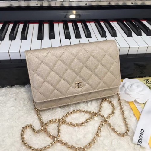 Torebka Chanel WOC Original Caviar Leather Flap crossbody bag CF33814 gold Złoty łańcuszek