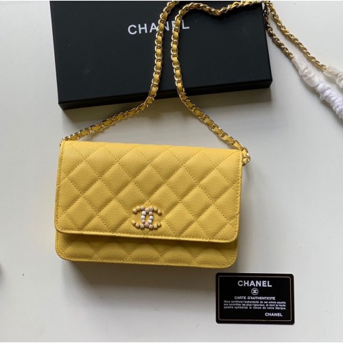 Torebka Chanel WOC Original Caviar Leather Flap na ramię V33818 Yellow