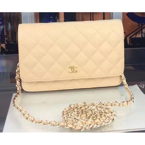 Torebka Chanel WOC mini Flap Bag Apricot Sheepskin A5373 Gold