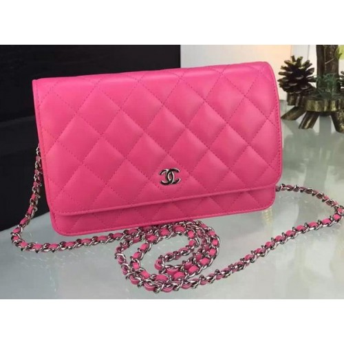Torebka Chanel WOC mini Flap Bag Rose Sheepskin A5373 Silver