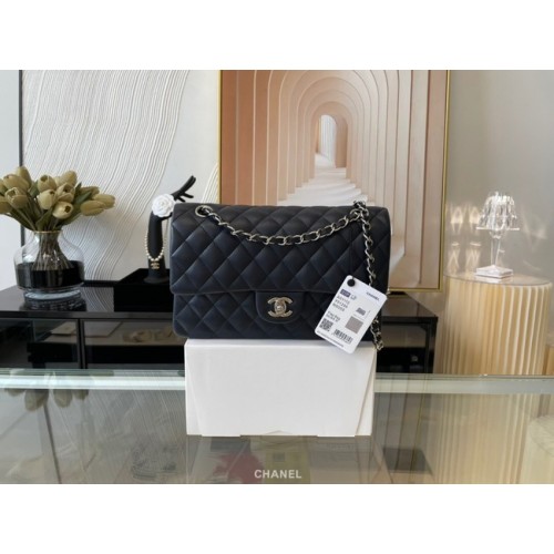 Klasyczna torebka Chanel Lambskin&silver Metal 01112 czarna