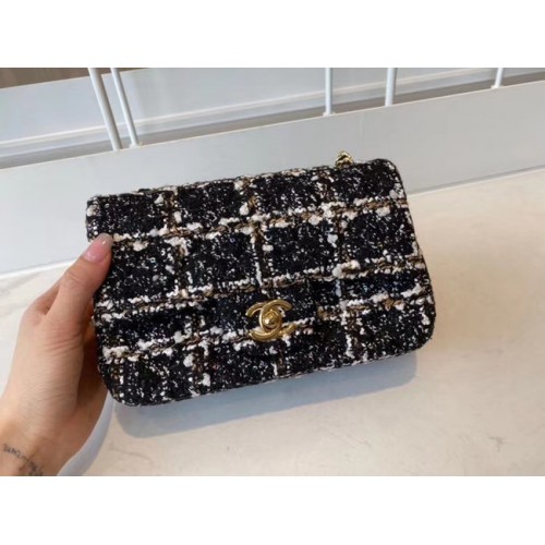 Klasyczna torebka Chanel Tweed w kolorze złotym, metalowa A01116-2