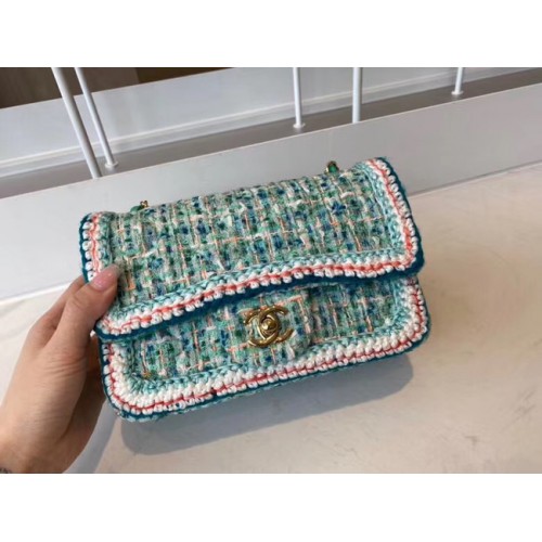 Klasyczna torebka Chanel Tweed w kolorze złotym, metalowa A01116-4