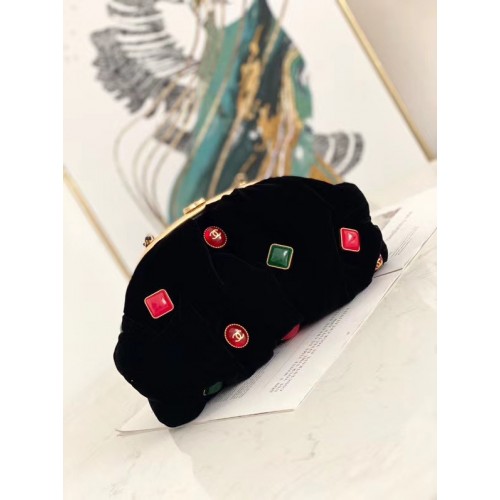 Kopertówka Chanel Velvet Black Gold-Tone Metal AB2137