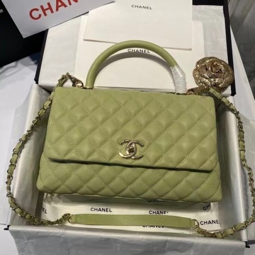 Torebka Chanel z klapką z kokosa i uchwytem u góry A92991 Avocado Green
