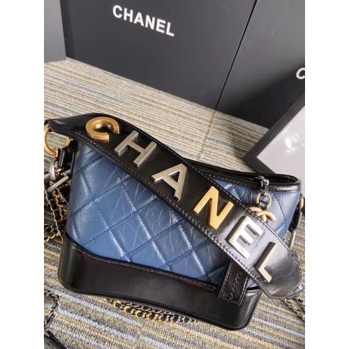 Torebka typu hobo Chanel Gabrielle S0865 niebiesko-czarna