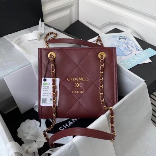Skórzana torba na ramię Chanel AS2750 w kolorze wina
