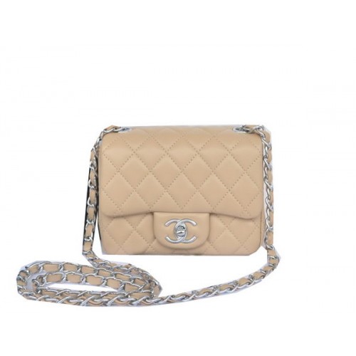 Torebka Chanel mini Classic Flap Bag Apricot Original Sheekskin CHA1115 Silver