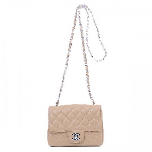 Torebka Chanel mini Classic Flap Bag Apricot Sheekskin 1115 Silver
