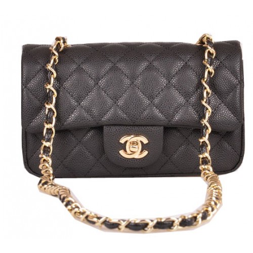 Torebka Chanel mini Classic Flap Bag Black Cannage Pattern 1117 Gold