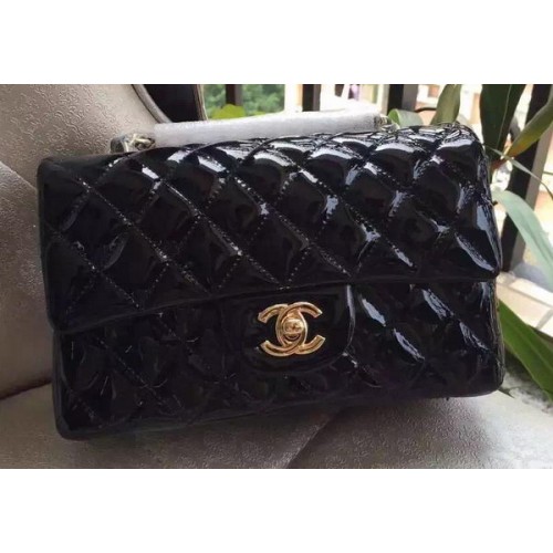 Torebka Chanel mini Classic Flap Bag Black Original Patent A1116 Gold