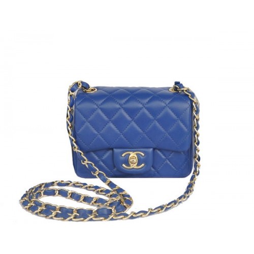 Torebka Chanel mini Classic Flap Bag Blue Original Sheekskin CHA1115 Gold