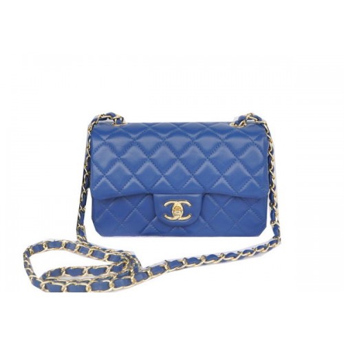 Torebka Chanel mini Classic Flap Bag Blue Original Sheekskin CHA1116 Gold