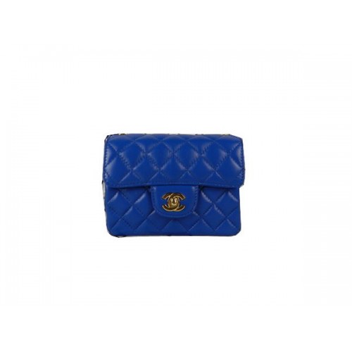 Torebka Chanel mini Classic Flap Bag Blue Sheekskin CHA1115 Gold