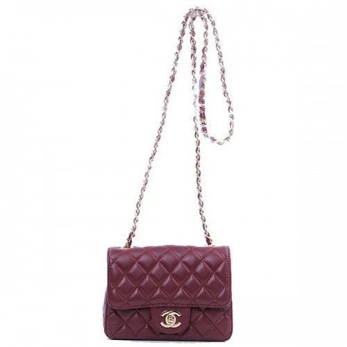 Torebka Chanel mini Classic Flap Bag Burgundy Sheekskin 1115 Gold