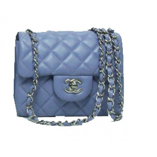Torebka Chanel mini Classic Flap Bag z lawendowej skóry, łańcuszek ze srebra 1115