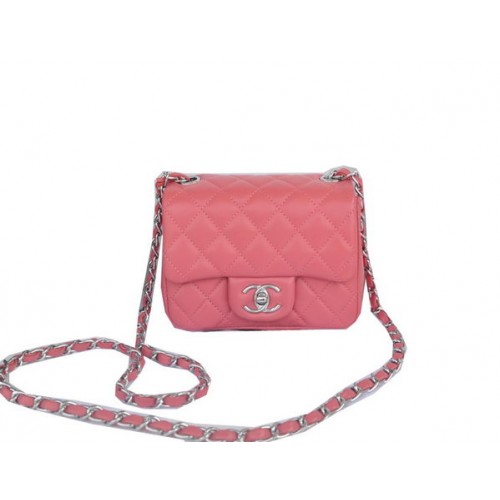 Torebka Chanel mini Classic Flap Bag Light Red Original Sheekskin 1115 Silver