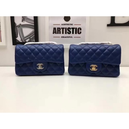 Torebka Chanel mini Classic Flap Bag Original Sheepskin Leather A1116 Blue