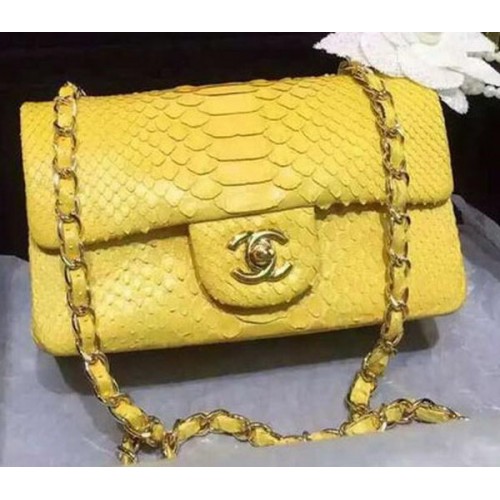 Torebka Chanel mini Classic Flap Bag Original Snake Leather A1116 Yellow